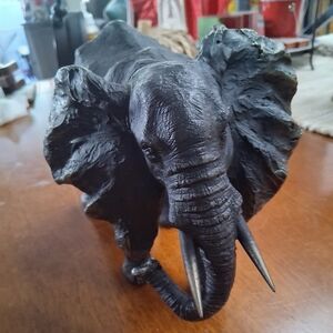 Sculpted Dark Elephant Decor